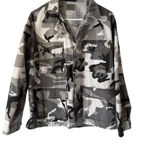 Vintage US Military Jacket Mens Medium Camo BDU 4 Pocket Button Army 90s